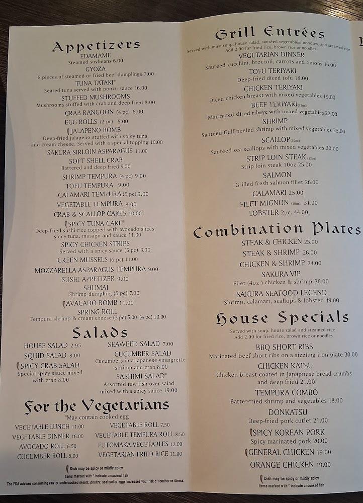Sakura Sushi & Grill Japanese Restaurant Menu image 2